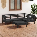 vidaXL 5-tlg. Garten-Lounge-Set Massivholz Kiefer Schwarz