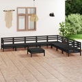 vidaXL 9-tlg. Garten-Lounge-Set Massivholz Kiefer Schwarz
