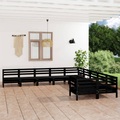 vidaXL 10-tlg. Garten-Lounge-Set Schwarz Massivholz Kiefer
