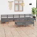 vidaXL 9-tlg. Garten-Lounge-Set Grau Massivholz Kiefer