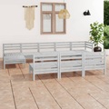 vidaXL 10-tlg. Garten-Lounge-Set Weiß Kiefer Massivholz