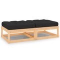 vidaXL Gartenhocker mit Kissen 2 Stk. Massivholz Kiefer