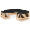 vidaXL 11-tlg. Garten-Lounge-Set mit Anthrazit Kissen Kiefernholz
