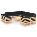 vidaXL 12-tlg. Garten-Lounge-Set mit Anthrazit Kissen Kiefernholz