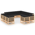 vidaXL 12-tlg. Garten-Lounge-Set mit Anthrazit Kissen Kiefernholz