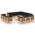 vidaXL 14-tlg. Garten-Lounge-Set mit Anthrazit Kissen Kiefernholz