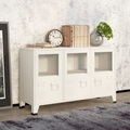 vidaXL, vidaXL Industrial Sideboard Weiß 105x35x62 cm Metall und Glas