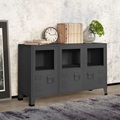 vidaXL Industrial Sideboard Anthrazit 105x35x62 cm Metall und Glas