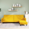 vidaXL Schlafsofa 2-Sitzer mit Fußhocker Gelb Samt