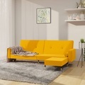 vidaXL Schlafsofa 2-Sitzer mit Hocker Gelb Samt