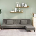 vidaXL Schlafsofa 2-Sitzer mit 2 Kissen und Fußhocker Hellgrau Samt