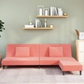 vidaXL Schlafsofa 2-Sitzer mit 2 Kissen und Fußhocker Rosa Samt