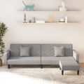 vidaXL Schlafsofa 2-Sitzer mit 2 Kissen und Fußhocker Hellgrau Samt