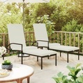 vidaXL Sonnenliegen 2 Stk. mit Fußhocker PE-Rattan Schwarz
