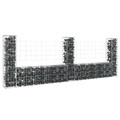 vidaXL Gabionenkorb U-Form mit 3 Säulen Eisen 260x20x100 cm