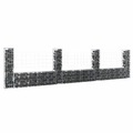 vidaXL Gabionenkorb U-Form mit 4 Säulen Eisen 380x20x100 cm