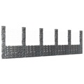 vidaXL Gabionenkorb U-Form mit 6 Säulen Eisen 620x20x200 cm