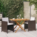 vidaXL 3-tlg. Garten-Essgruppe mit Kissen Braun