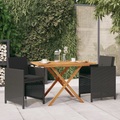 vidaXL 3-tlg. Garten-Essgruppe mit Kissen Schwarz