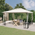 vidaXL, vidaXL Pavillon mit Seitenwänden & Doppeldach 3x4 m Creme