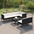 vidaXL 8-tlg. Garten-Lounge-Set mit Auflagen Poly Rattan Schwarz