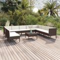vidaXL 11-tlg. Garten-Lounge-Set mit Auflagen Poly Rattan Braun