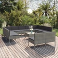 vidaXL 12-tlg. Garten-Lounge-Set mit Auflagen Poly Rattan Grau