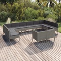 vidaXL 12-tlg. Garten-Lounge-Set mit Auflagen Poly Rattan Grau