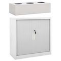 vidaXL Schrank mit Schiebetür & Pflanzkasten Grau 90x40x113 cm Stahl