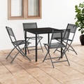 vidaXL Klappbare Gartenstühle 4 Stk. Schwarz Stahl und Textilene
