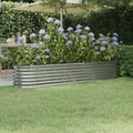 vidaXL Hochbeet Pulverbeschichteter Stahl 224x40x36 cm Silbern