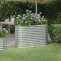 vidaXL Hochbeet Pulverbeschichteter Stahl 114x40x68 cm Silbern