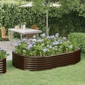 vidaXL Hochbeet Pulverbeschichteter Stahl 214x140x36 cm Braun
