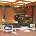 vidaXL 7-tlg. Garten-Lounge-Set mit Kissen Weiß Kiefernholz