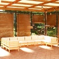 vidaXL 10-tlg. Garten-Lounge-Set mit Creme Kissen Kiefernholz