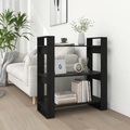 vidaXL Bücherregal/Raumteiler Schwarz 80x35x91 cm Massivholz Kiefer