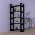 vidaXL Bücherregal/Raumteiler Schwarz 80x35x160 cm Massivholz