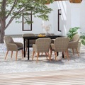 vidaXL 7-tlg. Garten-Essgruppe mit Kissen Braun