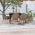 vidaXL 7-tlg. Garten-Essgruppe mit Kissen Braun