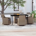 vidaXL 5-tlg. Garten-Essgruppe mit Kissen Braun
