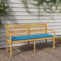 vidaXL Batavia-Bank mit Blauem Kissen 150 cm Massivholz Teak