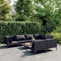 vidaXL 8-tlg. Garten-Lounge-Set mit Kissen Poly Rattan Dunkelgrau