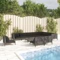 vidaXL 11-tlg. Garten-Lounge-Set mit Auflagen Poly Rattan Dunkelgrau