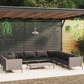 vidaXL 10-tlg. Garten-Lounge-Set mit Auflagen Poly Rattan Dunkelgrau