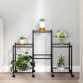 vidaXL Blumenständer mit Rollen 83x25x63,5 cm Schwarz Eisen