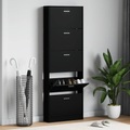 vidaXL Schuhschrank Schwarz 59x17x169 cm Holzwerkstoff