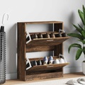 vidaXL Schuhschrank Räuchereiche 63x24x81 cm Holzwerkstoff