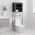 vidaXL, vidaXL Toilettenregal 2 Ablagen Schwarz 56x30x170 cm Eisen