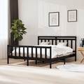 vidaXL Massivholzbett Schwarz 160x200 cm