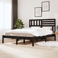 vidaXL Massivholzbett Schwarz Kiefer 135x190 cm 4FT6 Double
